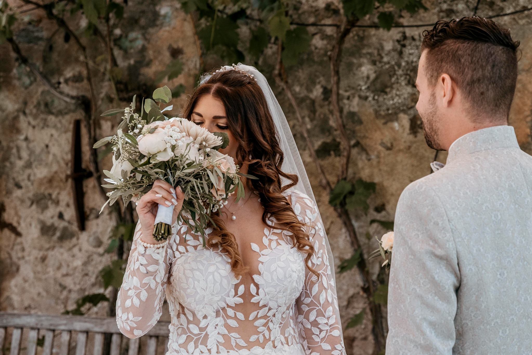 Daniela e Ralph con il bouquet
